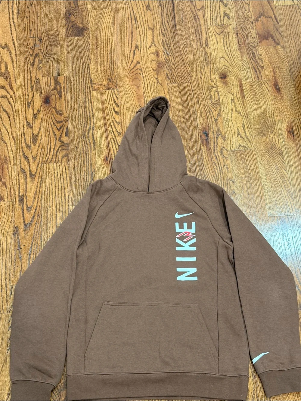 Nike Brown Kids Hoodie with Vertical Logo